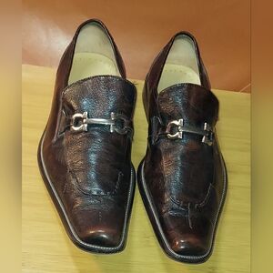 JUNO New York LRLB-4 MEN'S BROWN LEATHER HORSEBIT SLIP-ON LOAFERS SIZE 10